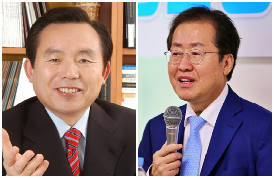 이인제(왼쪽) 전 국회의원과 홍준표 국민의힘 의원. 이인제 페이스북, 연합뉴스